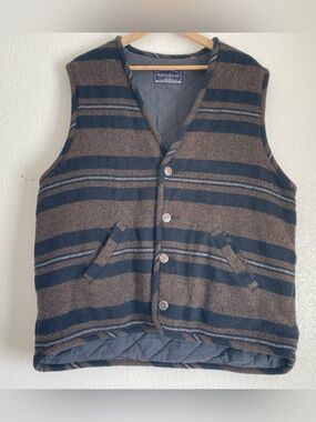 Vintage North River western blanket with quilted lining vest, XL